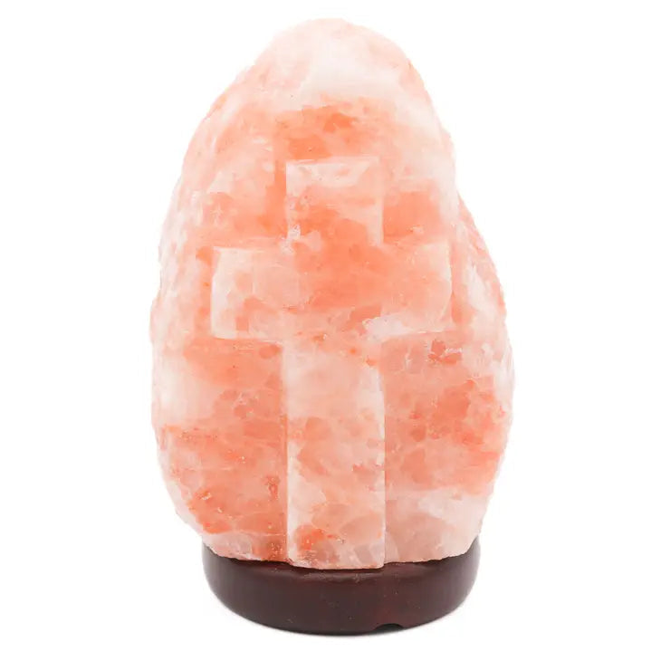 Engraved Pink Himalayan Salt Lamp 6-8 Lbs on Wooden Stand - Perfect Home Decor Piece