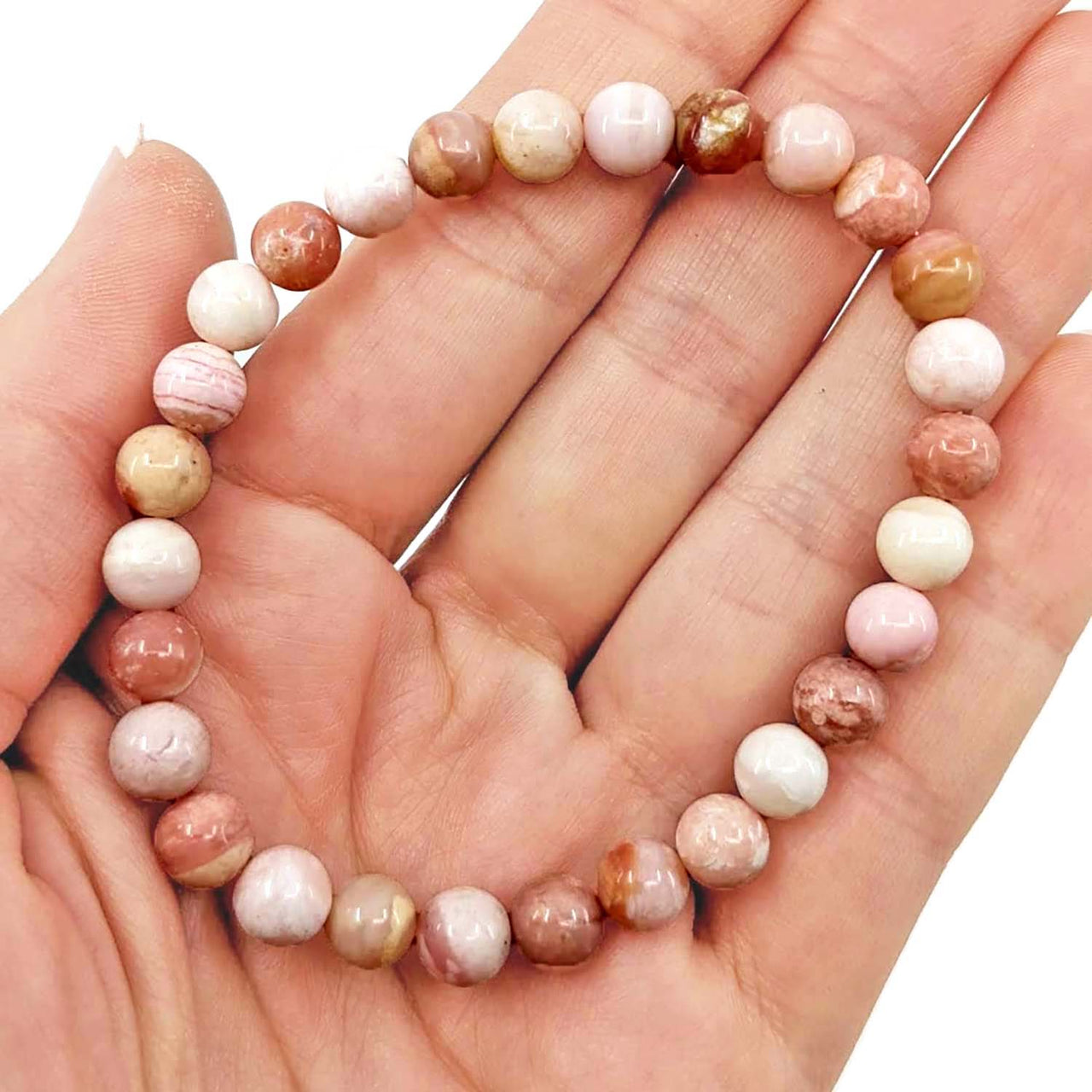 Pink Opal 7mm Beaded Bracelet 7" #SK6587