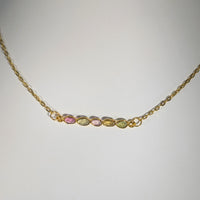 Pink Tourmaline 16’’ Horizontal Pendant on Gold Chain