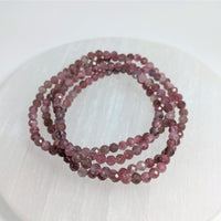 Thumbnail for Pink Tourmaline 7’’ Faceted 4mm Bracelet coiled in a spiral with pink beads