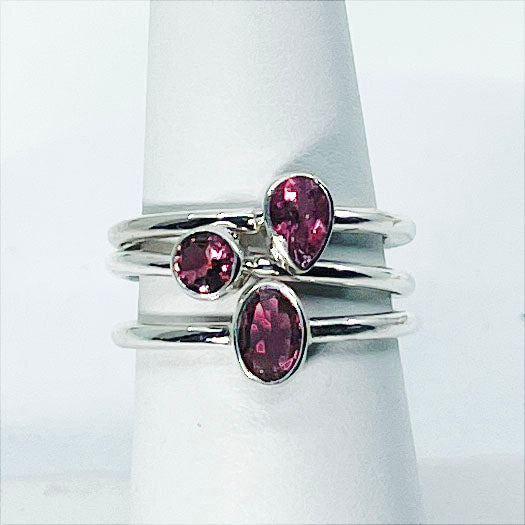 1 Pink Tourmaline Stackable Faceted Sterling Ring #SK6821P -