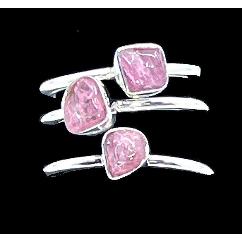 Pink Tourmaline Stackable Rough Natural Sterling Silver Dainty Ring #SK7300