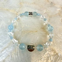 Pisces zodiac handmade beaded bracelet with aquamarine and crystal beads