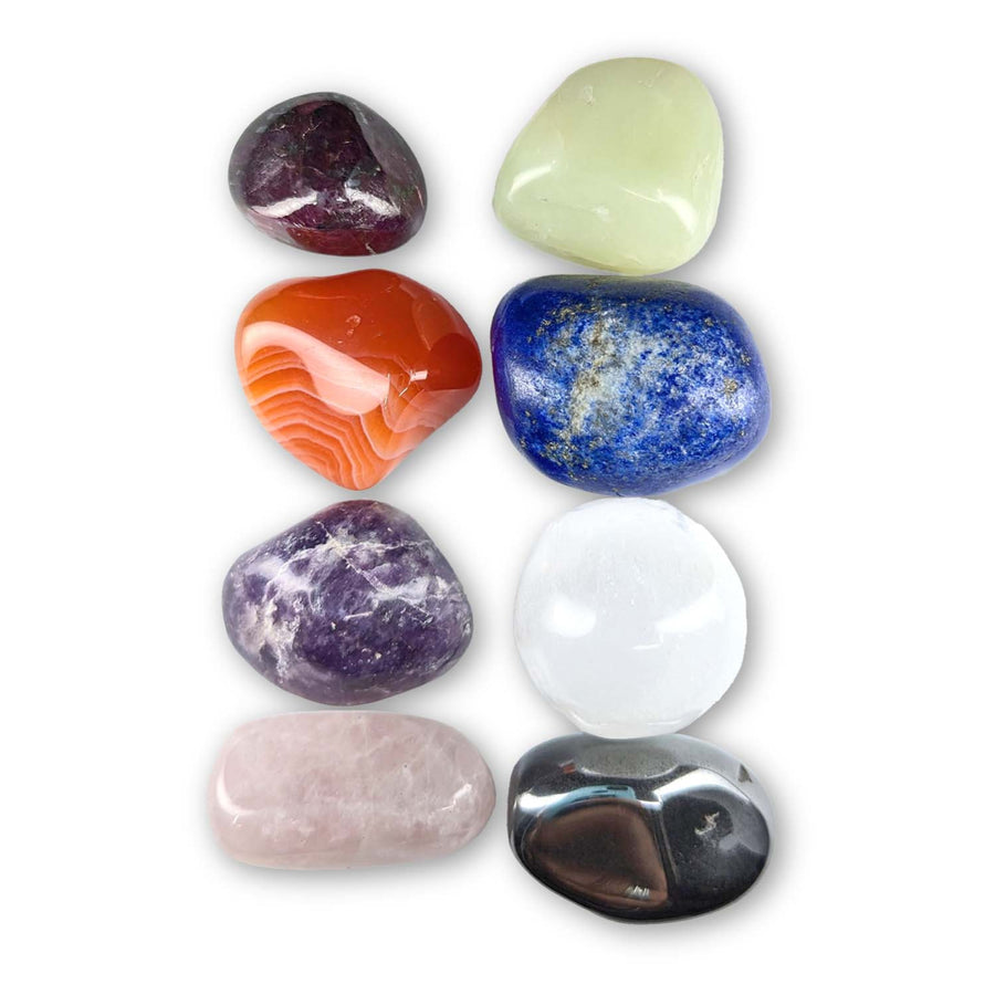 Assorted polished gemstones from Power Crystals pregnancy set with referral page reward