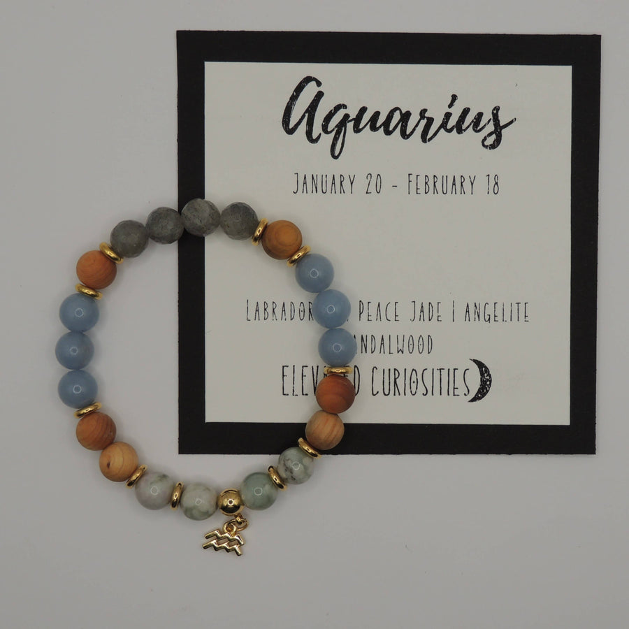 Premium Zodiac Beaded Bracelet w/ 18k Gold Fill Charm