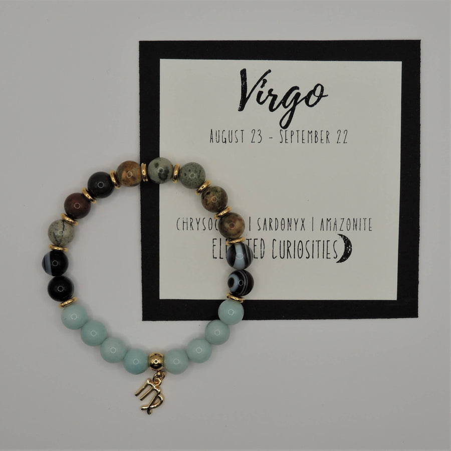 Premium Zodiac Beaded Bracelet w/ 18k Gold Fill Charm
