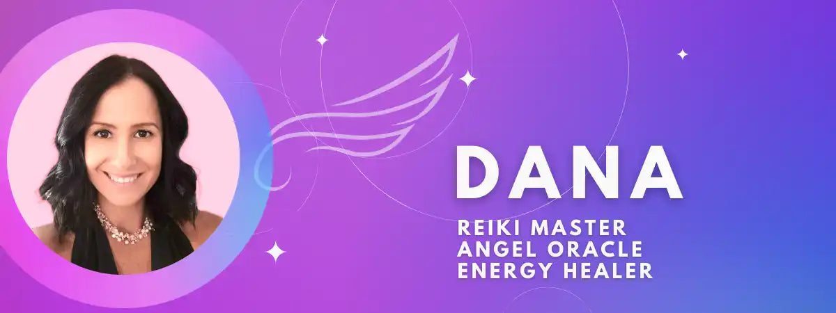 Promotional banner for Dana, a Reiki master and energy healer.