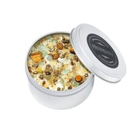 Prosperity white tin with colorful beads inside, LV5488 soy candle