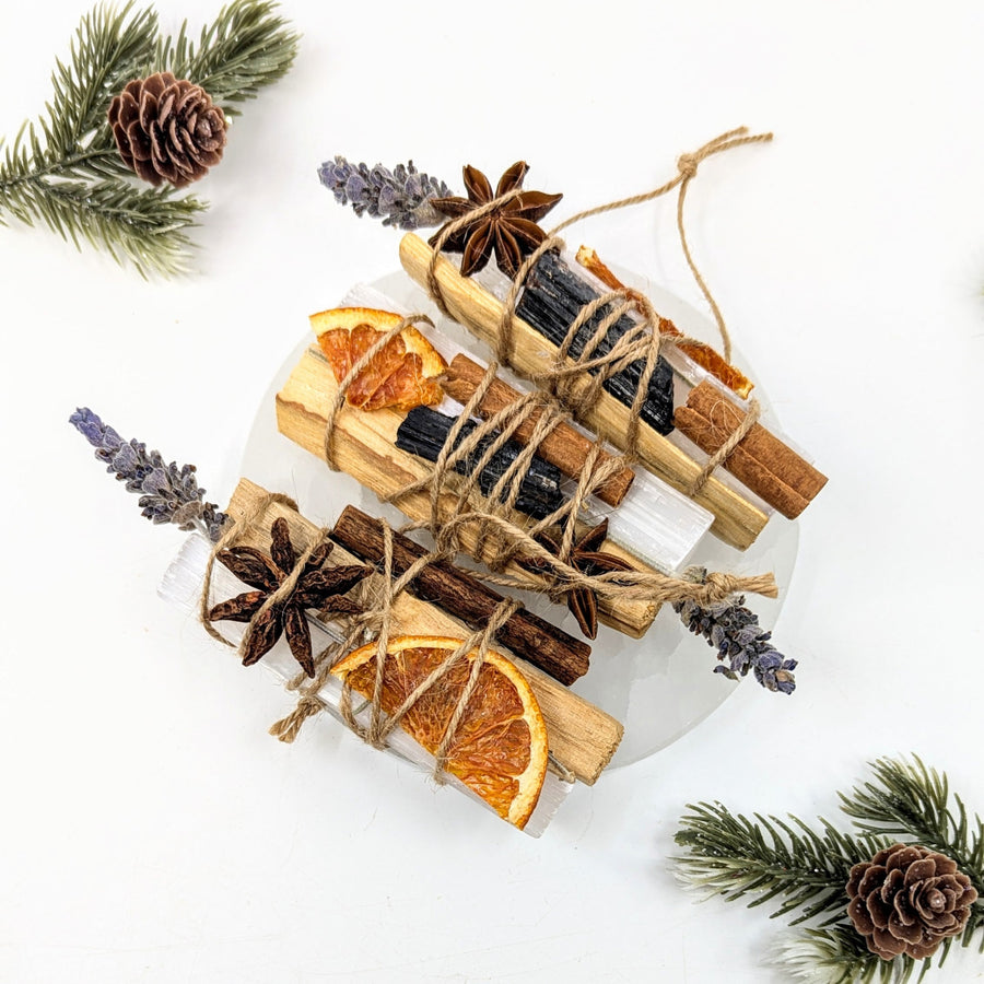 Three rustic smudge sticks in Protection Bundle 4.5’’ Door Hanging Ornament #BC0265