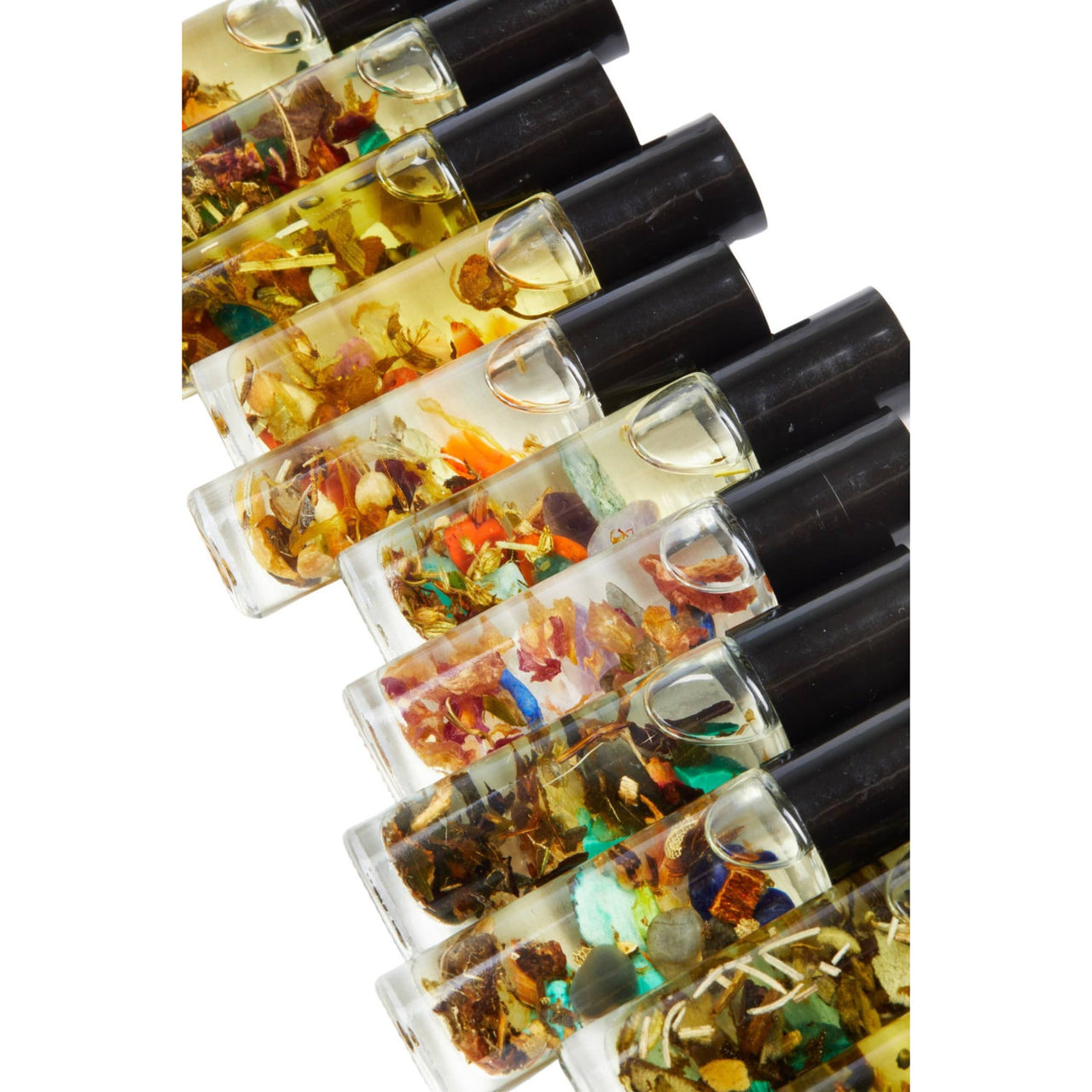 Intention Roll-on Perfume with Essential Oils in Jojoba Oil Base, Crystal Infused Bottles