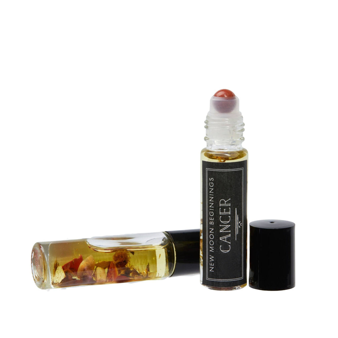 Close-up of Protection: Intention Roll on perfume with essential oils and organic jojoba oil