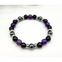 Protection Shungite Amethyst Hematite Bracelet 8mm Black Purple Beads