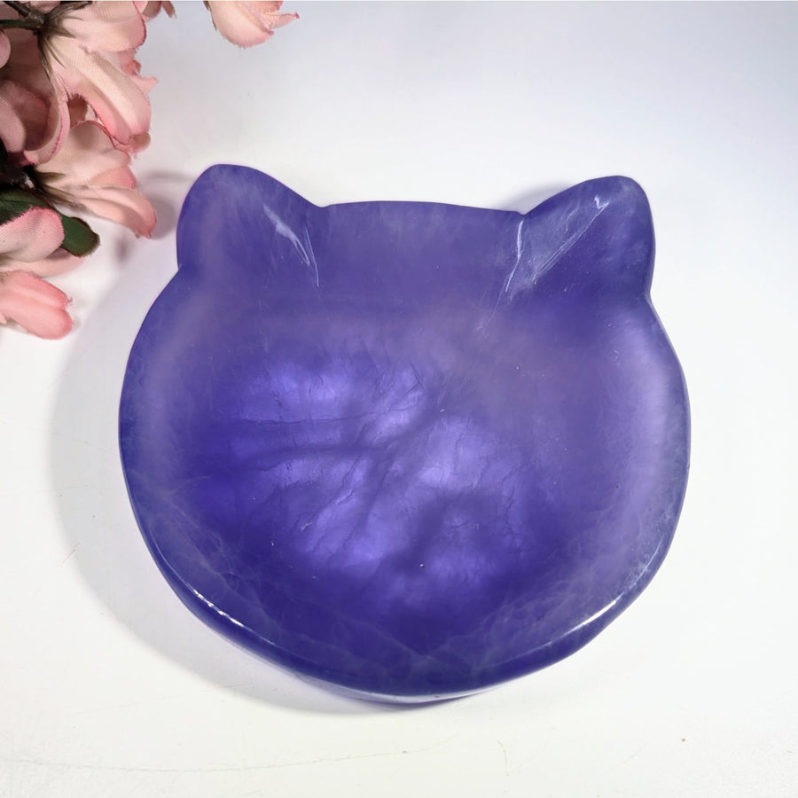 Purple Fluorite 4’’ Cat Bowl #BC0133 with glossy finish