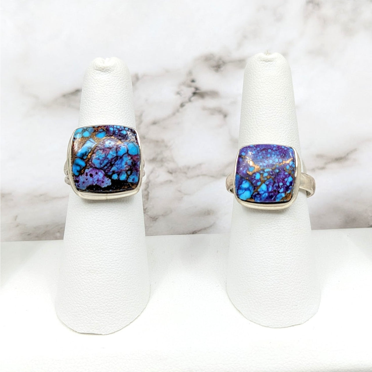 Purple Mojave Turquoise rings with blue and purple stone, size 7 & 10, #LV4607