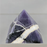 Thumbnail for Purple Opal Pyramid N065 with purple and white stripes and dark bands for decor