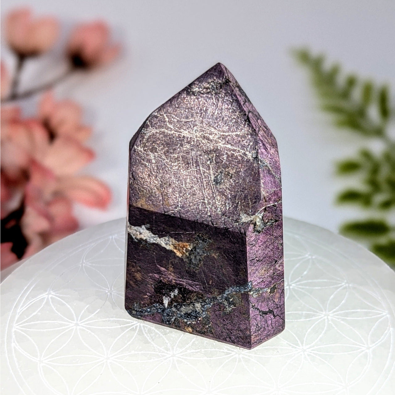 Purpurite 2’’ generator tower #BC0747: polished purple silver crystal