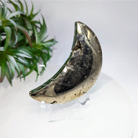 Pyrite 2.8’’ Druzy Moon Carving #LV9606 $65
