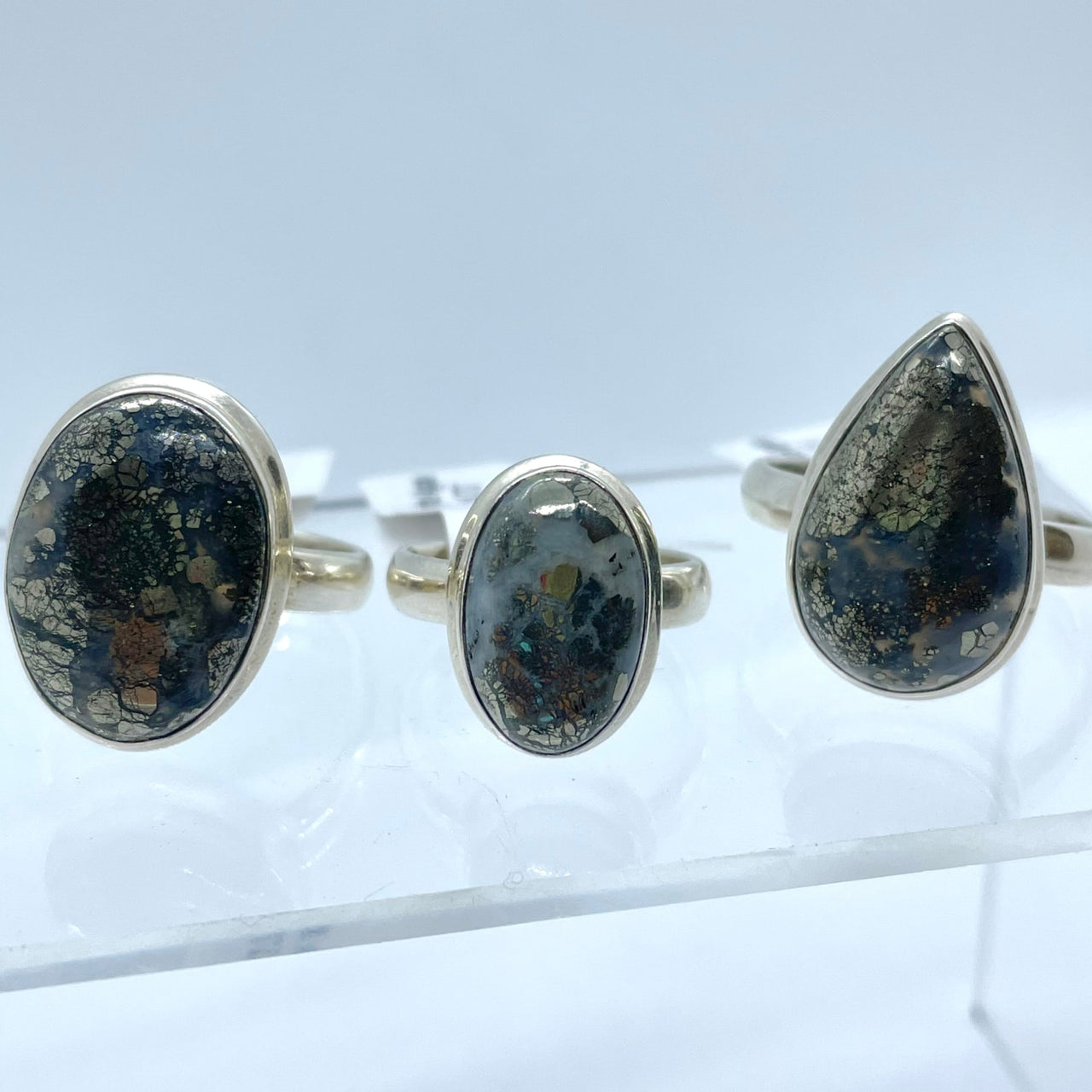 Pyrite Agate S.S Ring #J707