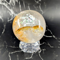 3-inch Quartz Sphere with Golden Inclusions #BC1025 on Faceted Stand