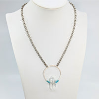 Thumbnail for Quartz & Turquoise 18’’ DT Circle Point S.S. Necklace