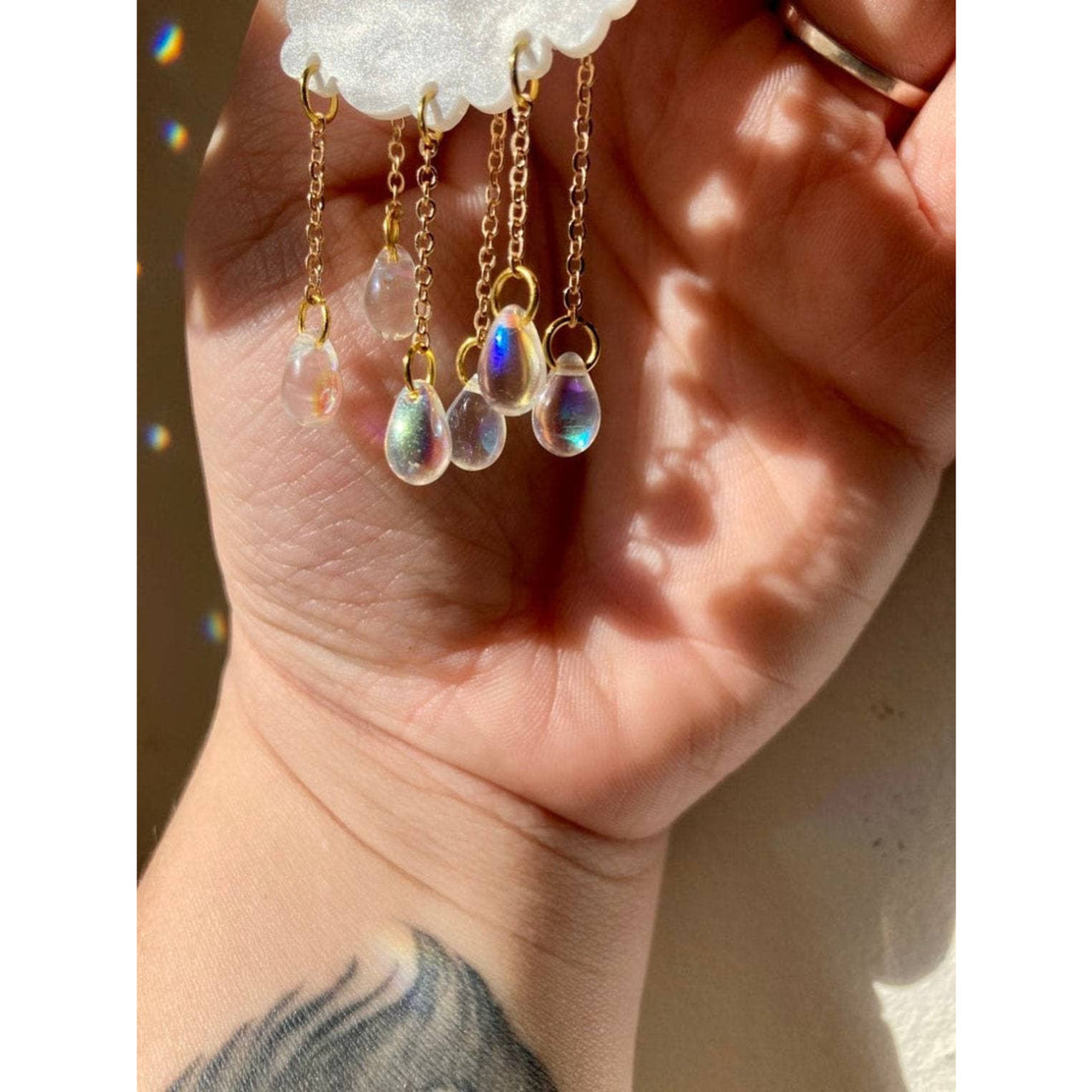 Rain Cloud Earrings #LV7399 with cloud-shaped design and iridescent raindrop dangles