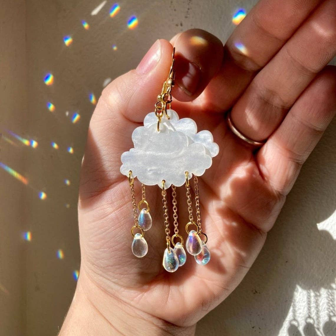 Rain Cloud Earrings #LV7399 featuring cloud-shaped design with raindrop dangle accents