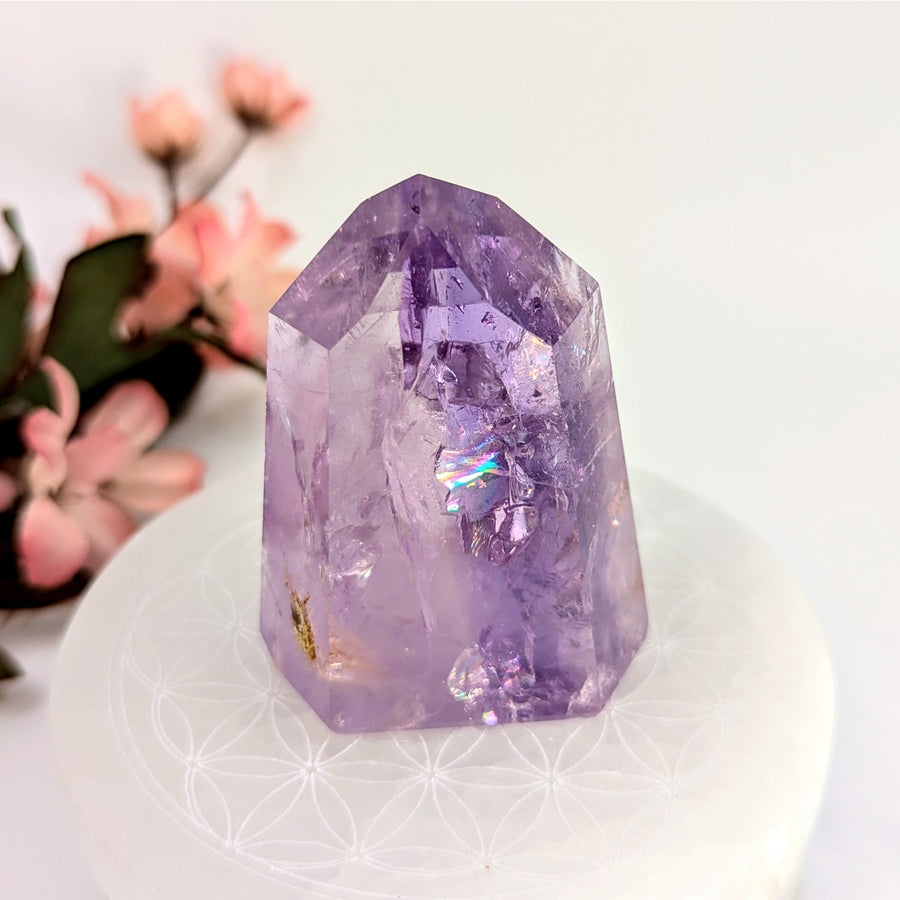 Polished Amethyst Crystal Point from Rainbow Amethyst 2.6 Inch Generator #LV7850