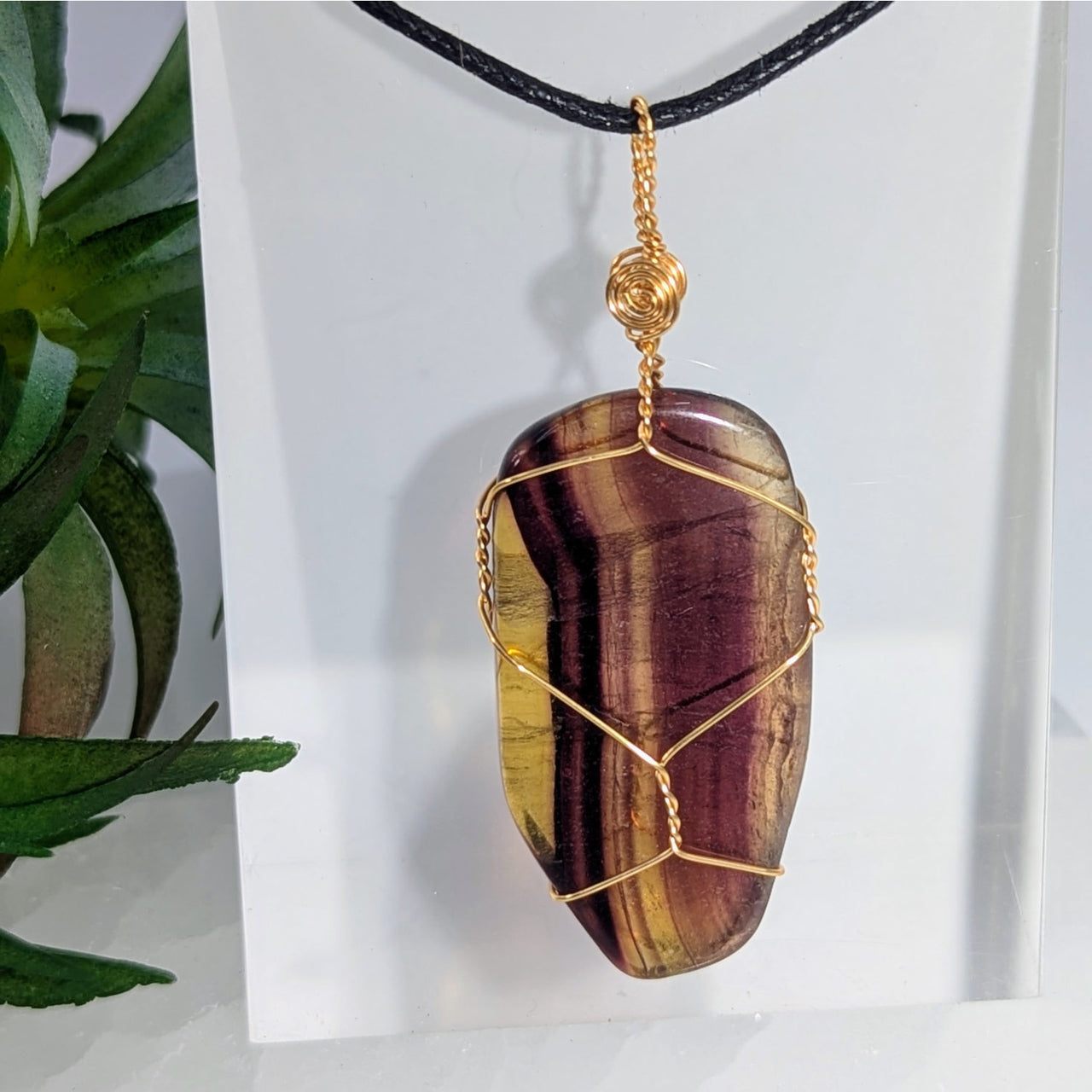 Rainbow Fluorite 1.7’’ Wire Wrap Pendant #LV9457 $54