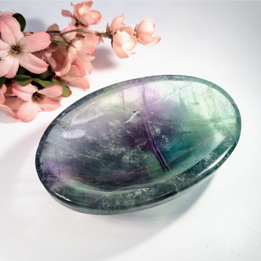 Rainbow Fluorite 4.6’’ Oval Bowl Soap Dish #BC0131