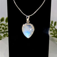 Rainbow Moonstone 1’’ Teardrop Heart Pendant #BC1092 in silver