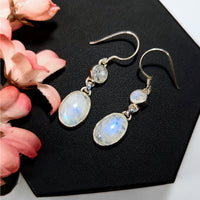 Rainbow Moonstone.5’’ Double Stone Earrings S.S. #LV9719