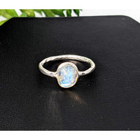 Thumbnail for Rainbow Moonstone Faceted Dainty Ring #LV6849 - $52