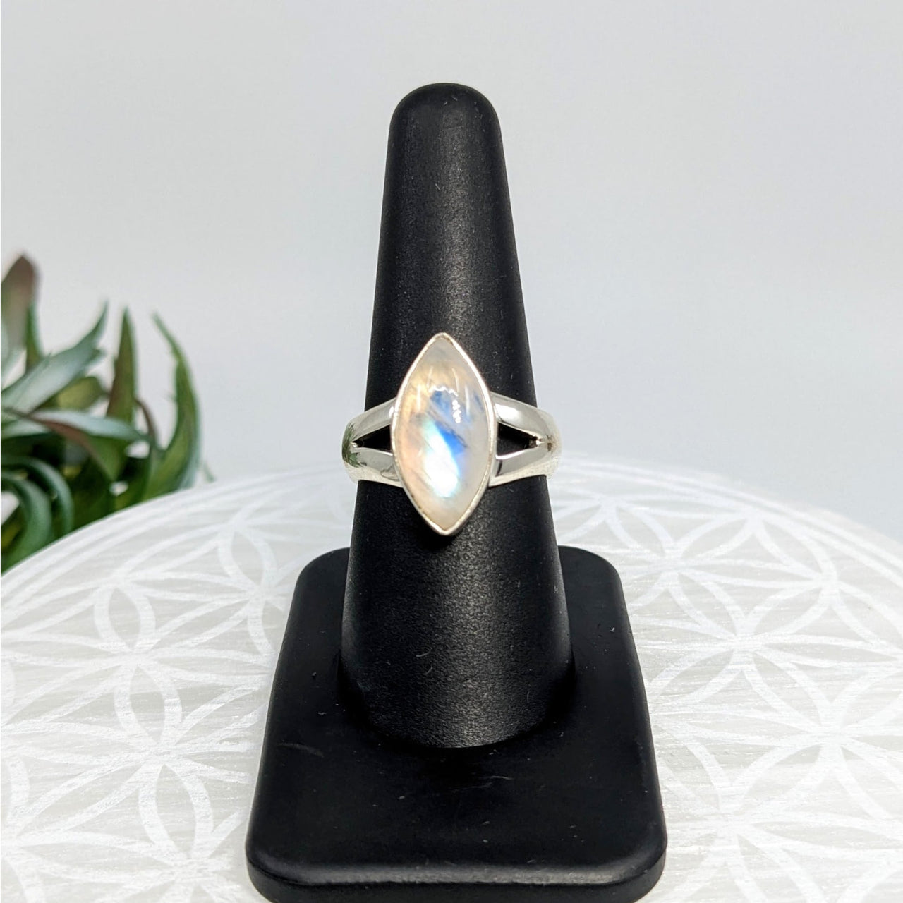 Rainbow Moonstone S.S. Marquis Ring #LV5977 - $56.25