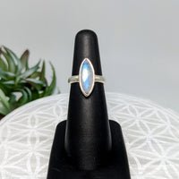 Thumbnail for Rainbow Moonstone Sz 4.5 S.S. Marquis Ring #LV5976 - $69