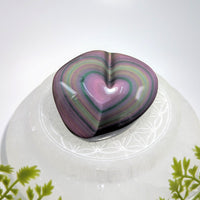 Polished 2.5-inch rainbow obsidian heart #BC1255 with purple, green, pink swirls