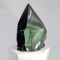 Rainbow Obsidian 3.8’’ Half Polished Point #BC1249 black green iridescent agate