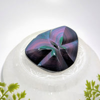 Rainbow Obsidian 3-inch Butterfly Carving #BC1256 on white dish