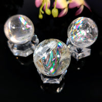 Clear Rainbow Quartz 1.8-1.9 inch crystal sphere on stand #BC0079