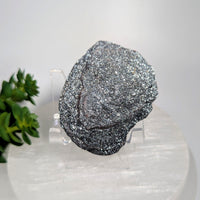 Raw Hematite 2.5’’ Shimmer Stone #BC0609 with silver glittery texture