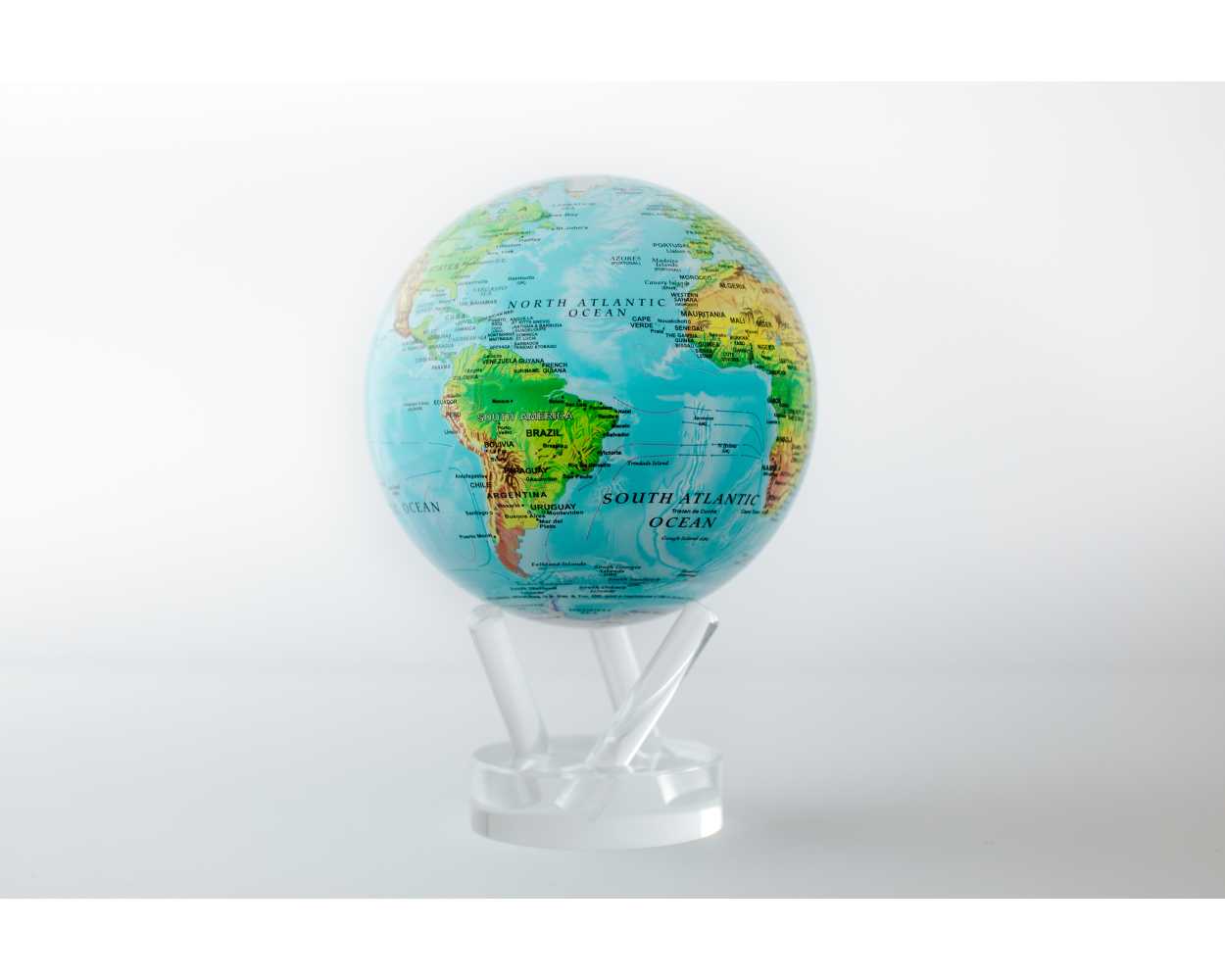 Earth Relief Map Rotating Mova Globe 4.5" w Acrylic Base #MG45RBE