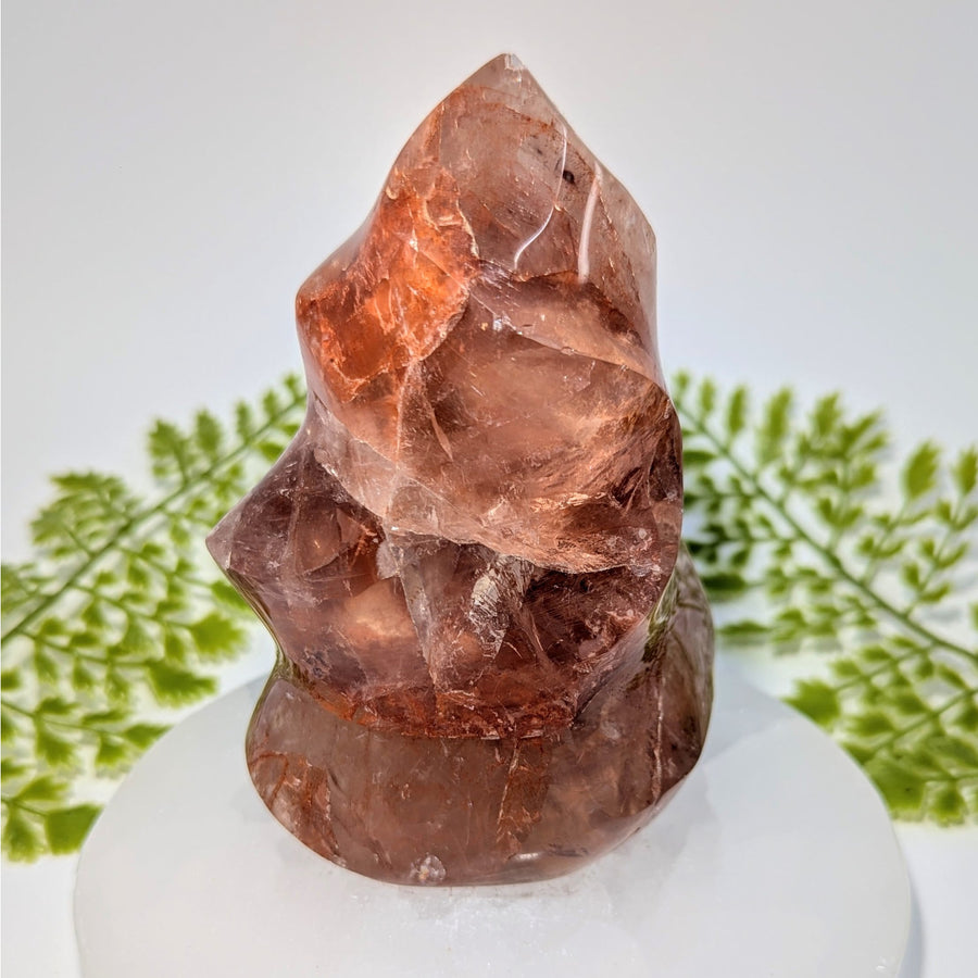 Red hematoid quartz 4.6in flame freeform tower #BC1042