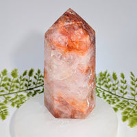 Red hematoid quartz 5-inch generator tower #BC1243, peach pink rose quartz crystal