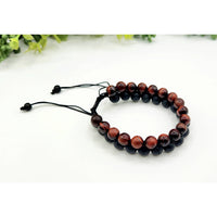 Two-strand beaded bracelet featuring Red Tiger Eye and Black Lava Woven Adjustable Beads