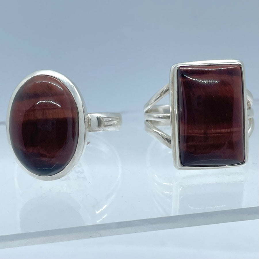 Red Tigers Eye S.S Ring #J714