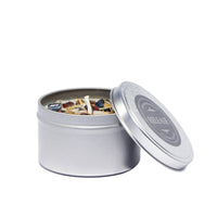Release Ritual Candle in silver tin with gemstones and white wick