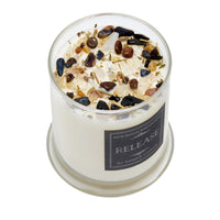Release Ritual Soy Herb Crystal Candle with Stones and Herbs