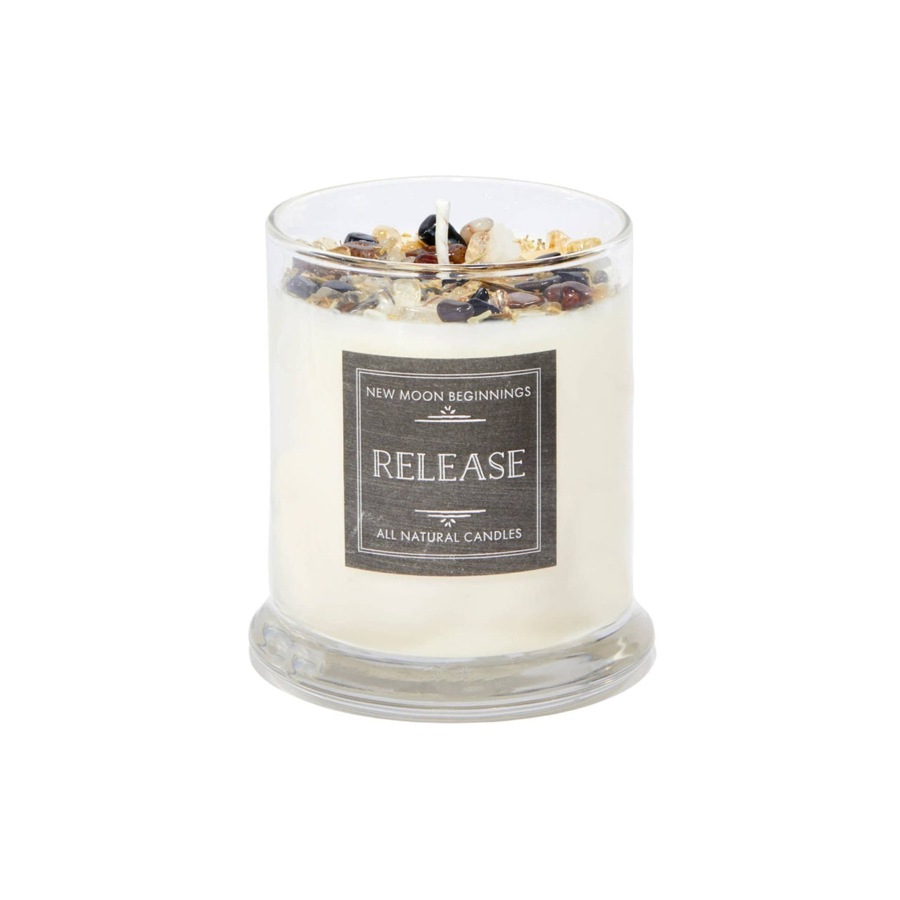 Release Ritual Soy Herb Crystal Candle with Stones in Glass Jar