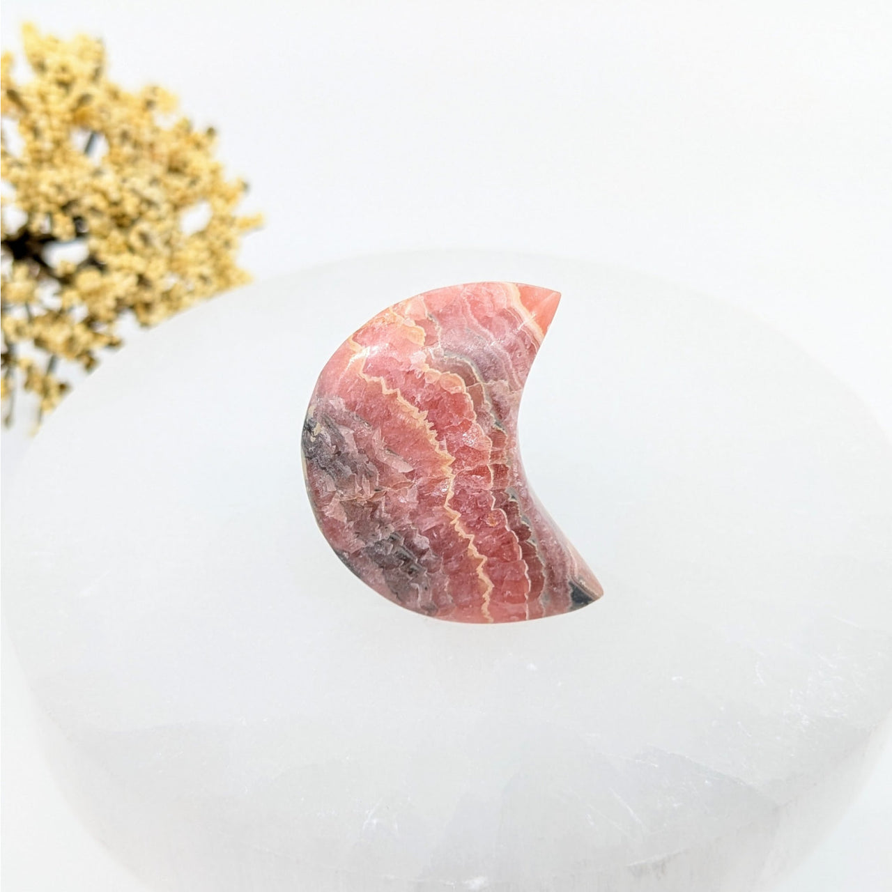 Rhodochrosite 1.2’’ Moon Carving #LV6203 - $32