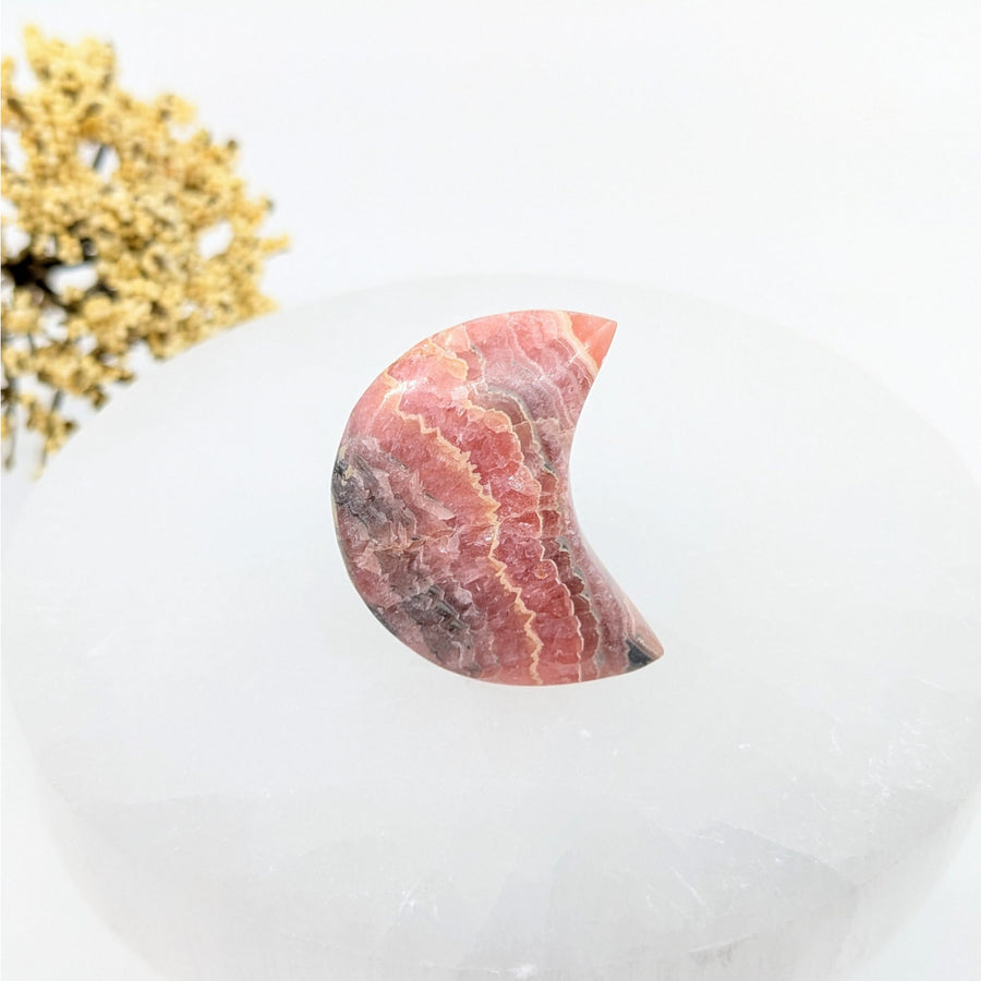 Rhodochrosite 1.2’’ Moon Carving #LV6203 - $32