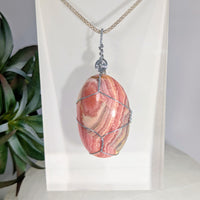 Rhodochrosite 1.6’’ Wire Wrap Pendant #LV9063 - $115
